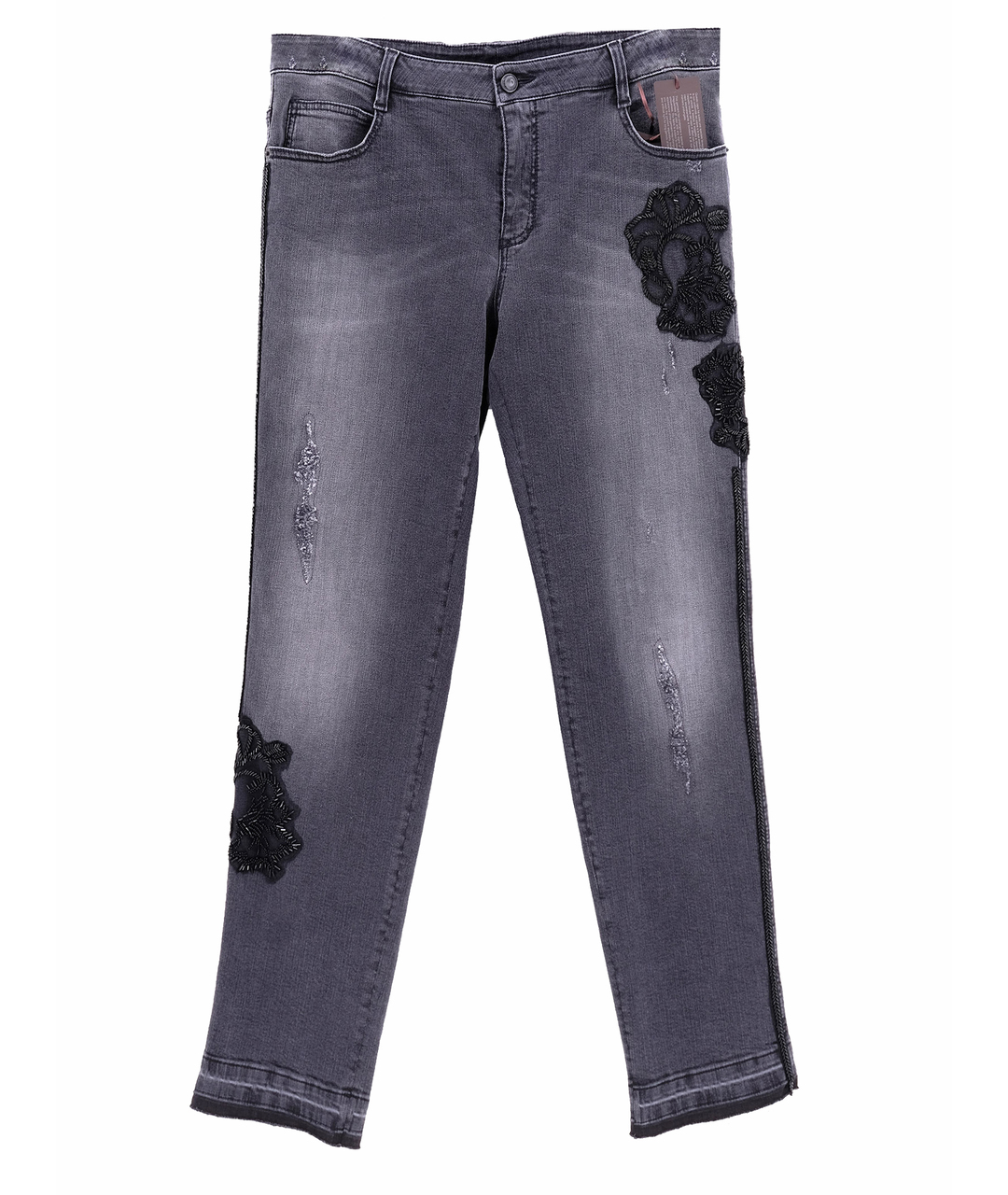 ERMANNO SCERVINO Черные хлопковые прямые джинсы, фото 1