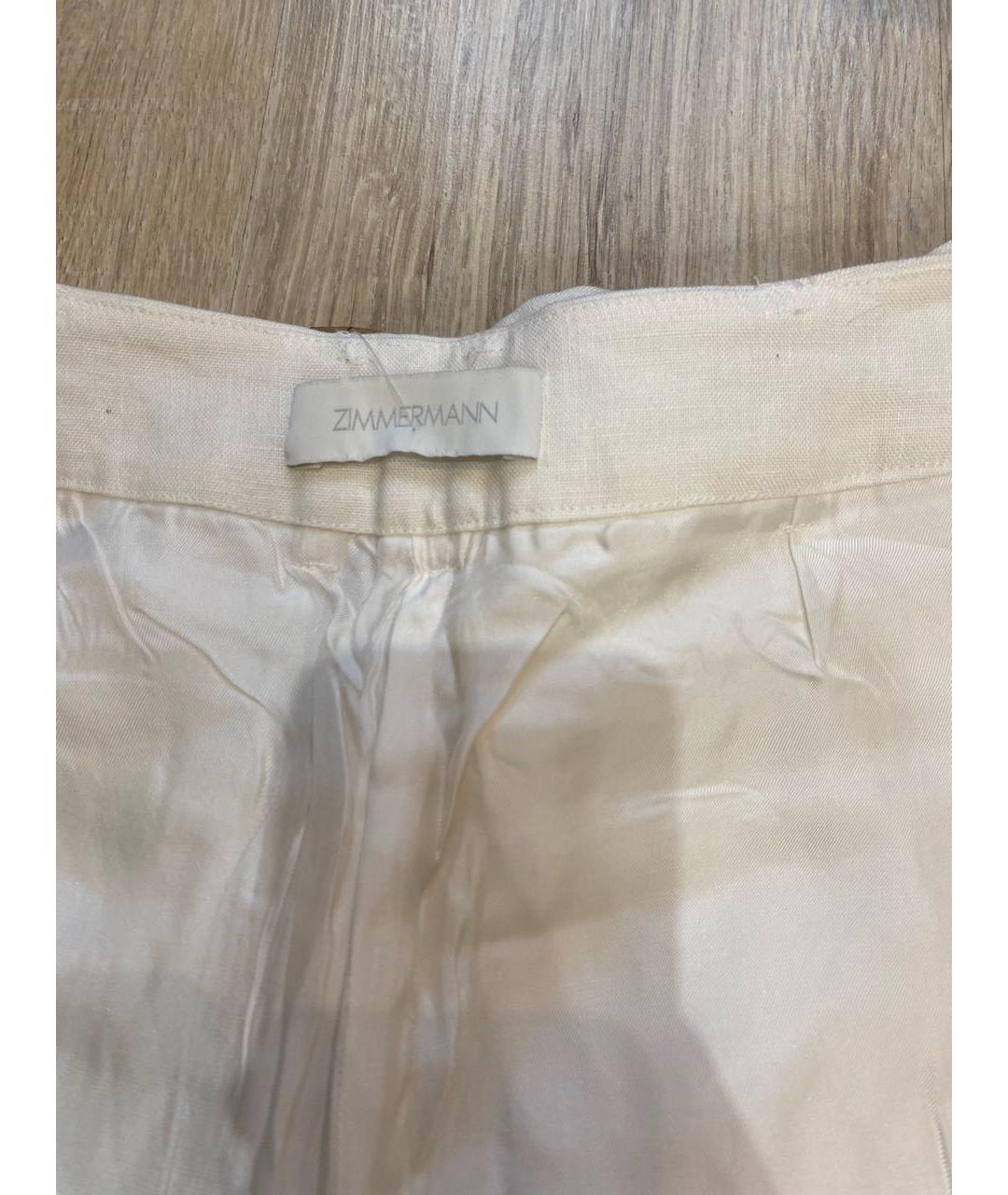 ZIMMERMANN Белые льняные брюки широкие, фото 3