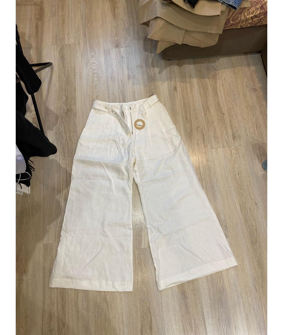 ZIMMERMANN Белые льняные брюки широкие, фото 6
