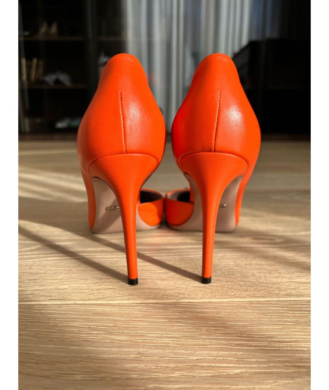 GUCCI Оранжевое кожаные туфли, фото 4