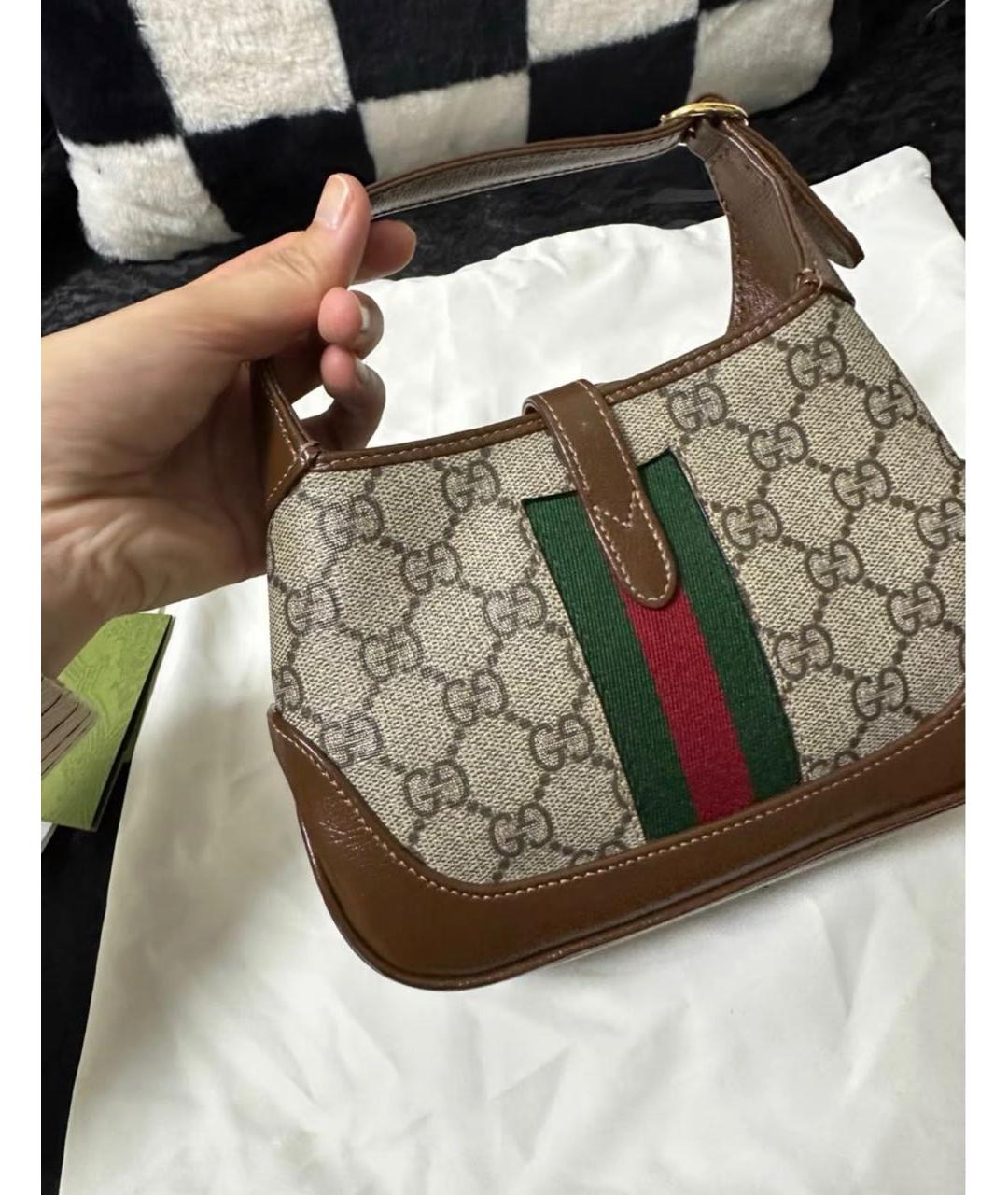 GUCCI Коричневая кожаная сумка с короткими ручками, фото 7