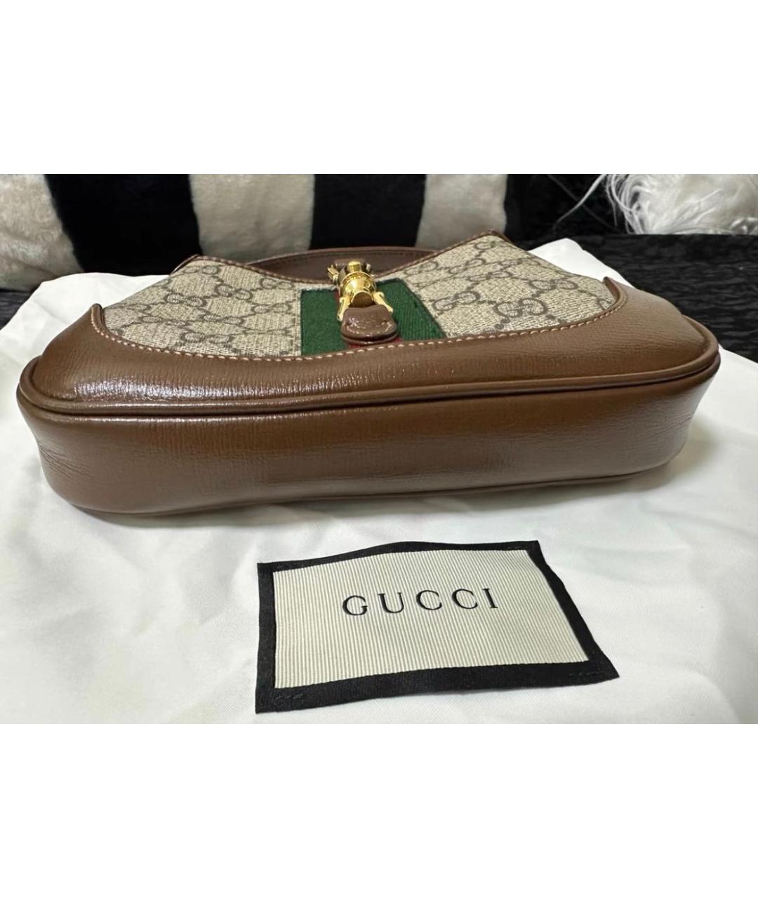 GUCCI Коричневая кожаная сумка с короткими ручками, фото 4