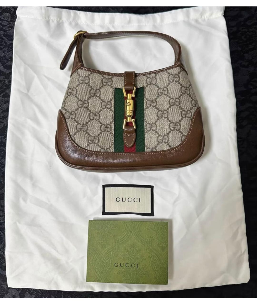 GUCCI Коричневая кожаная сумка с короткими ручками, фото 2
