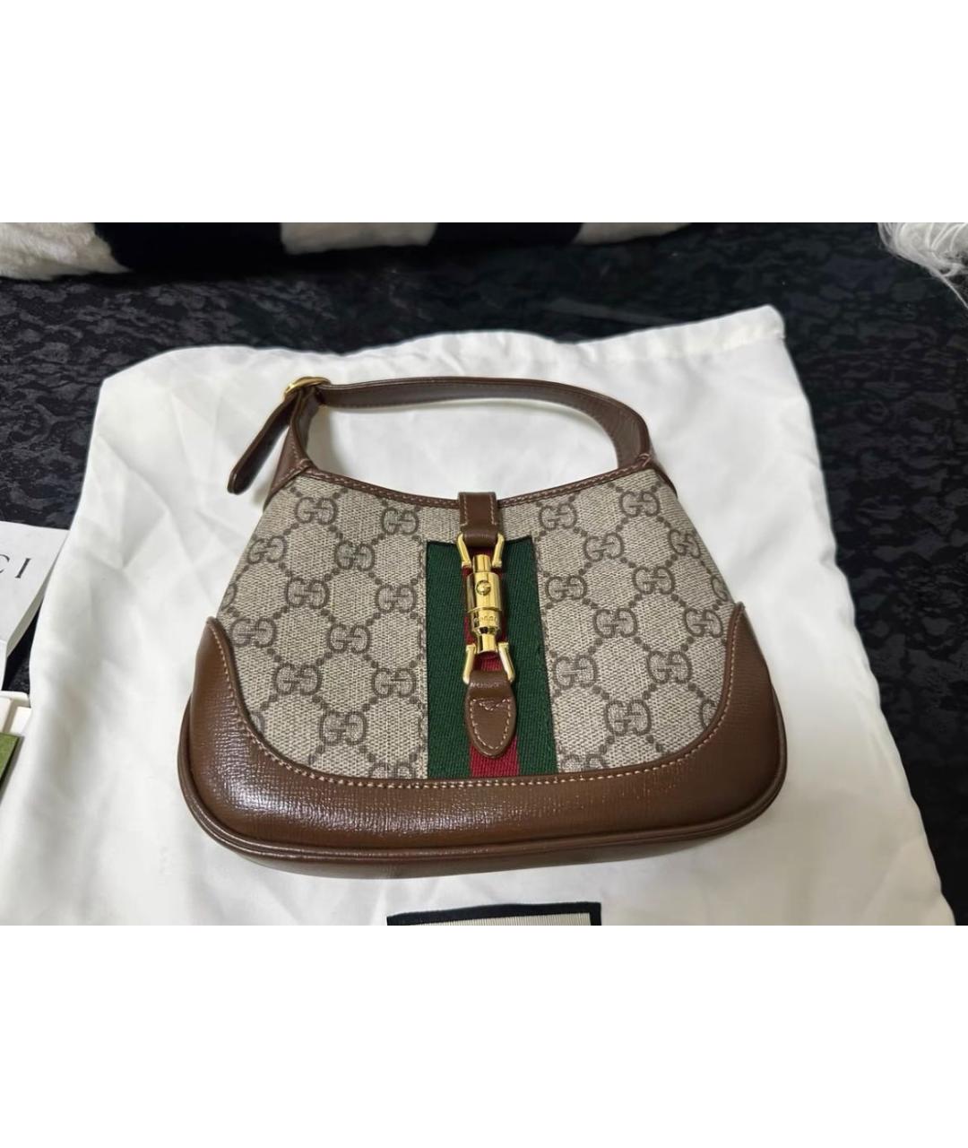 GUCCI Коричневая кожаная сумка с короткими ручками, фото 3
