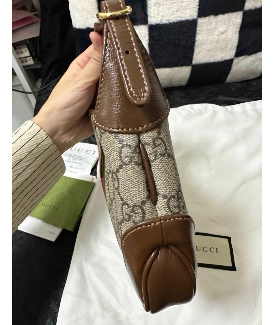 GUCCI Коричневая кожаная сумка с короткими ручками, фото 8