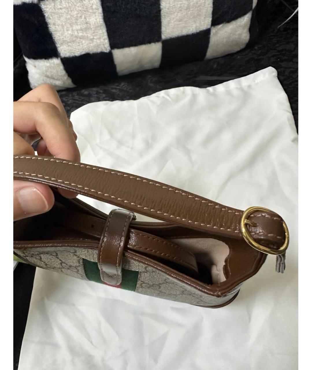 GUCCI Коричневая кожаная сумка с короткими ручками, фото 5