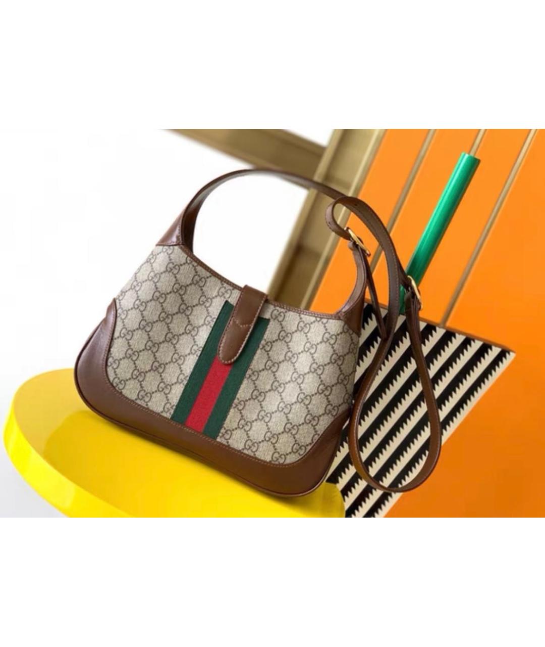 GUCCI Бежевая кожаная сумка с короткими ручками, фото 4
