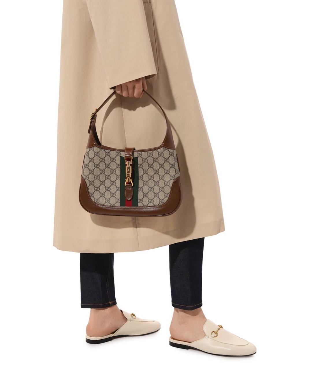 GUCCI Бежевая кожаная сумка с короткими ручками, фото 8