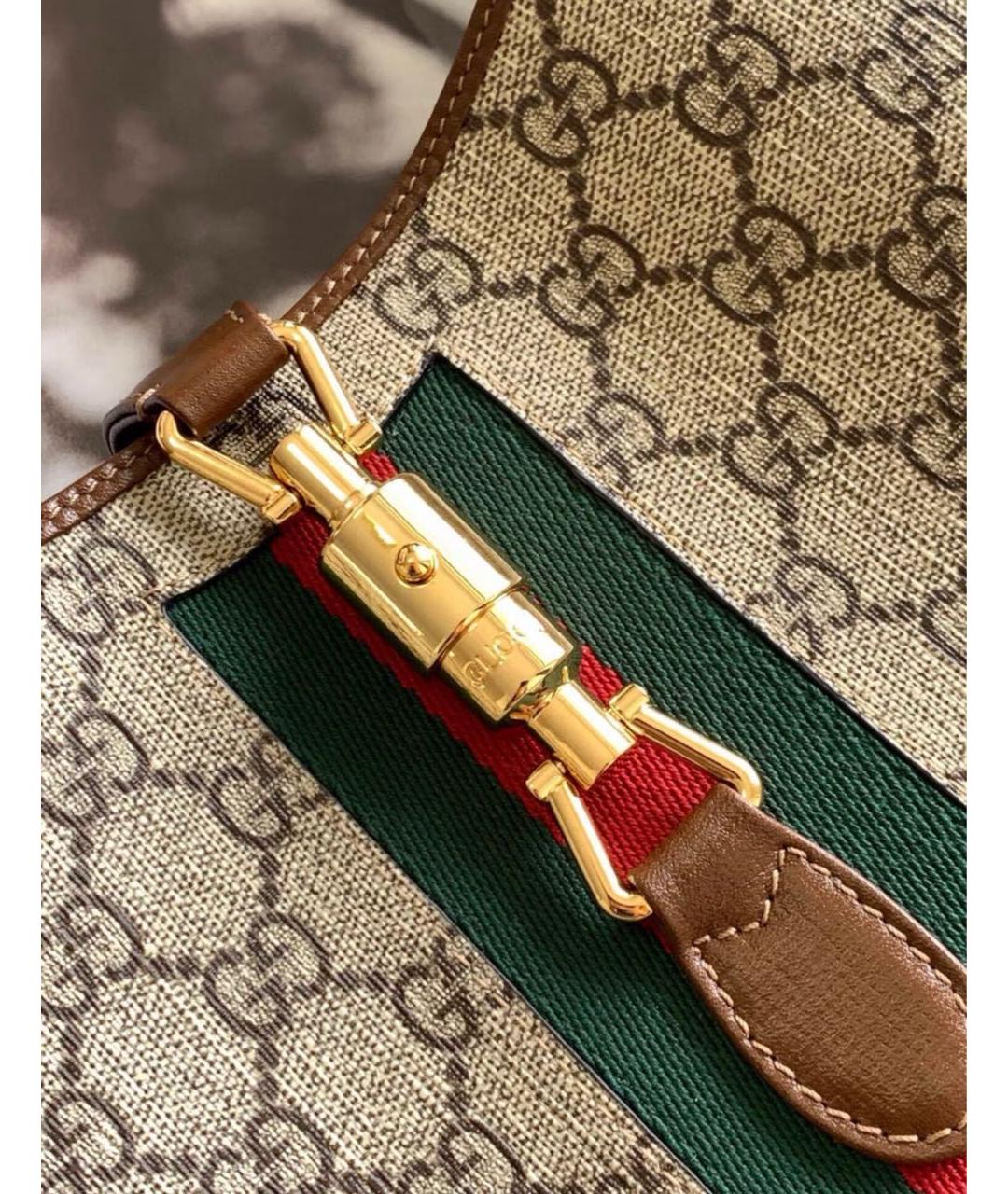 GUCCI Бежевая кожаная сумка с короткими ручками, фото 5