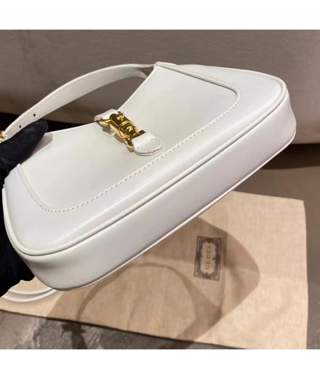GUCCI Белая кожаная сумка с короткими ручками, фото 5