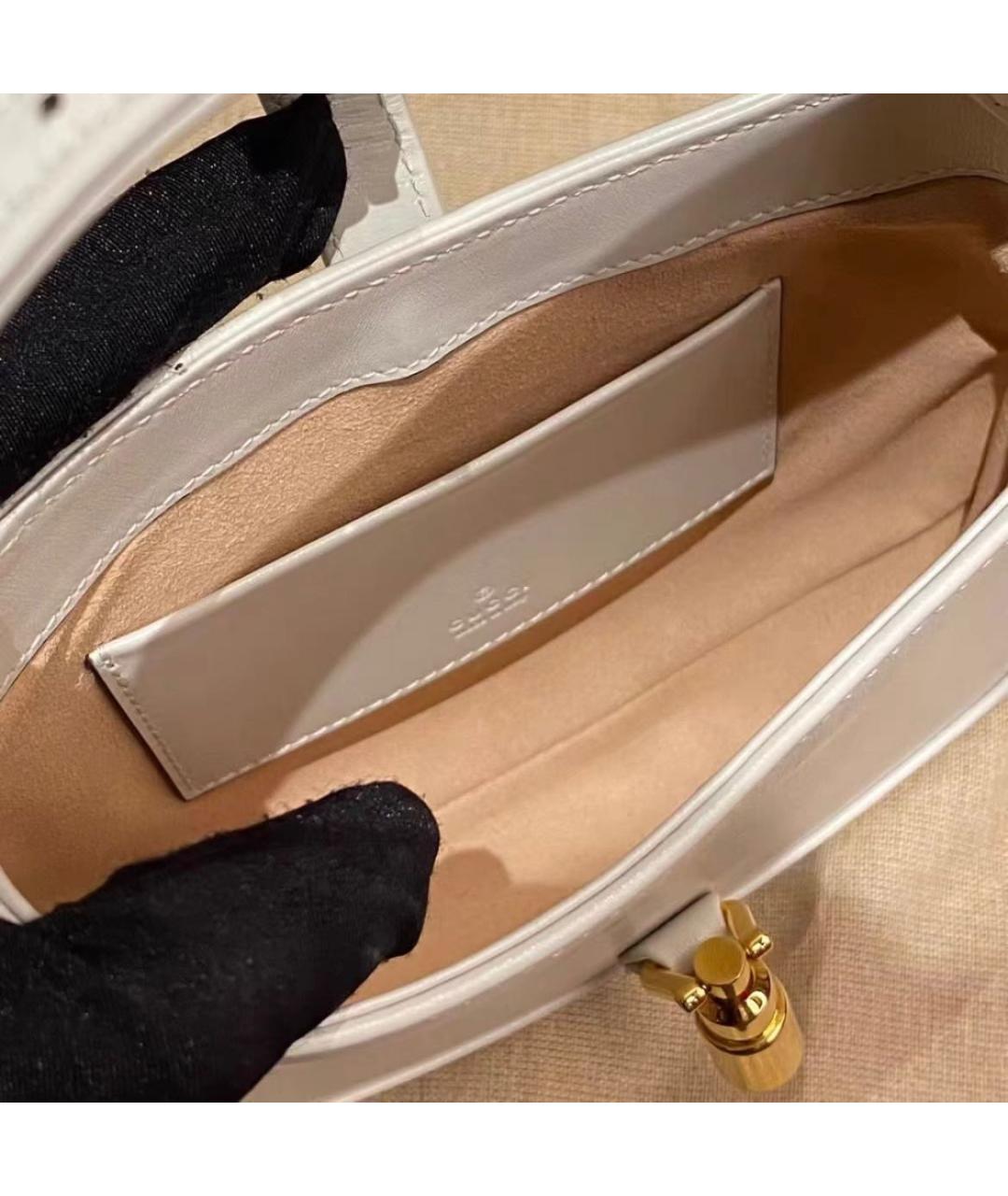 GUCCI Белая кожаная сумка с короткими ручками, фото 6