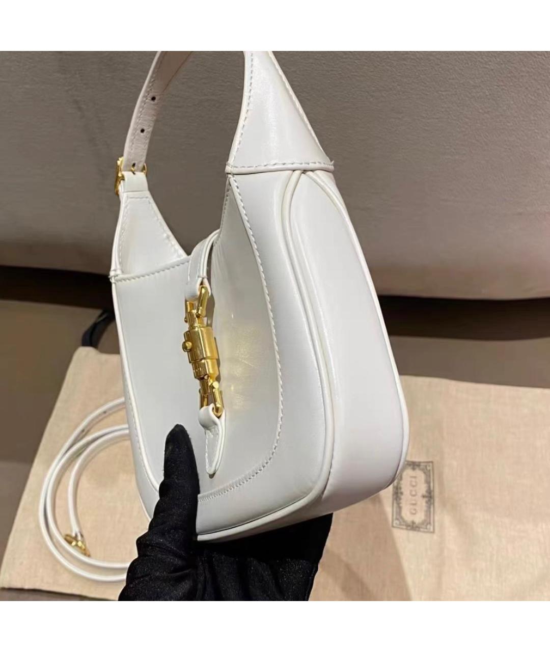 GUCCI Белая кожаная сумка с короткими ручками, фото 4