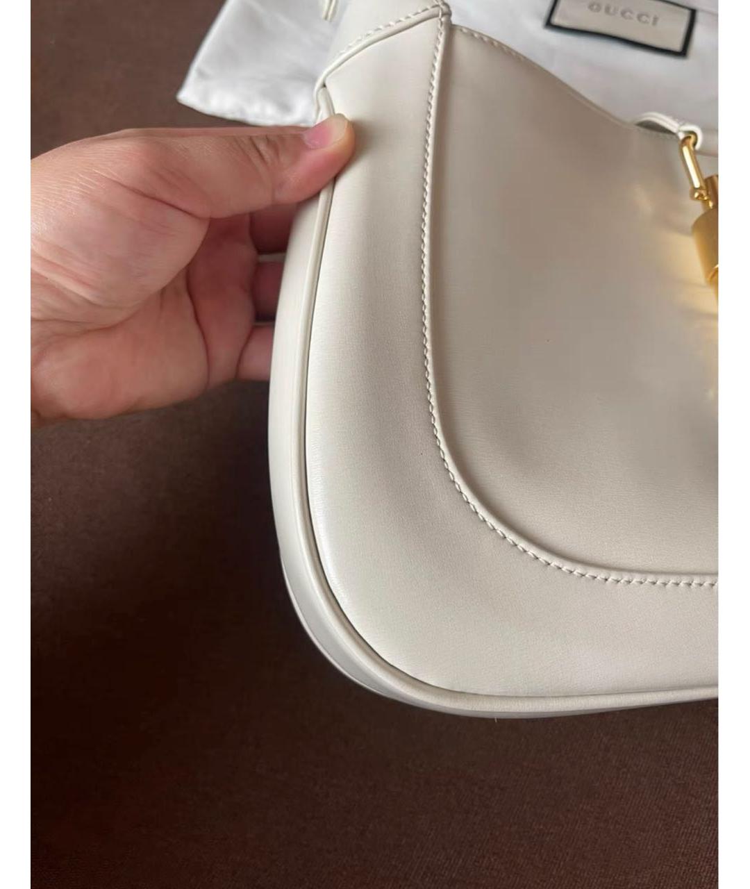 GUCCI Белая кожаная сумка с короткими ручками, фото 5