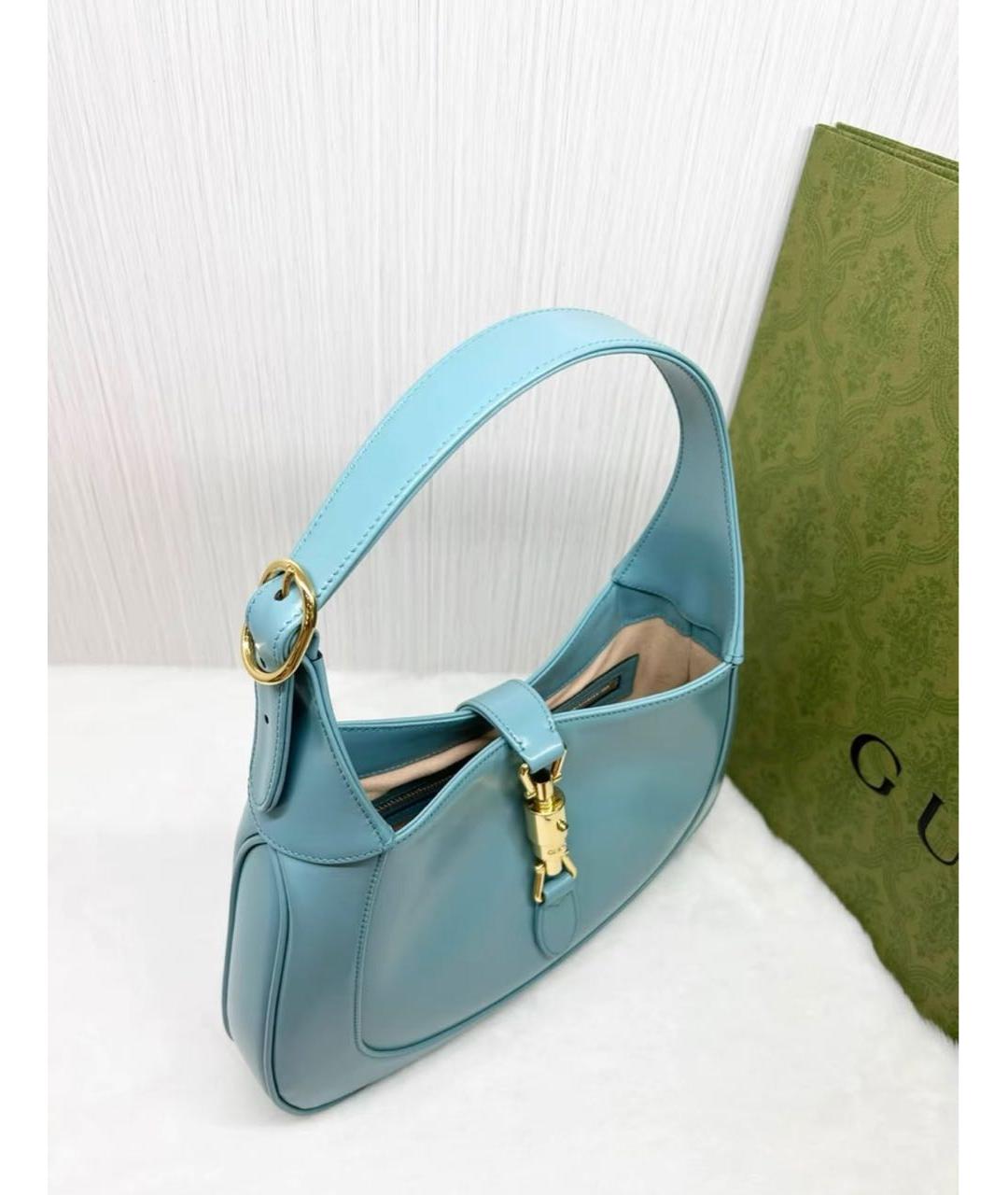 GUCCI Голубая кожаная сумка с короткими ручками, фото 5