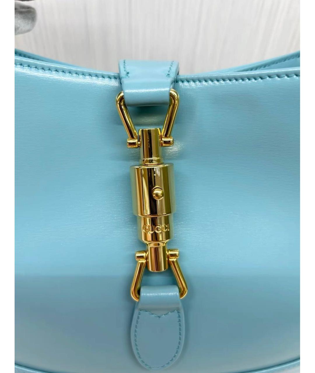 GUCCI Голубая кожаная сумка с короткими ручками, фото 7