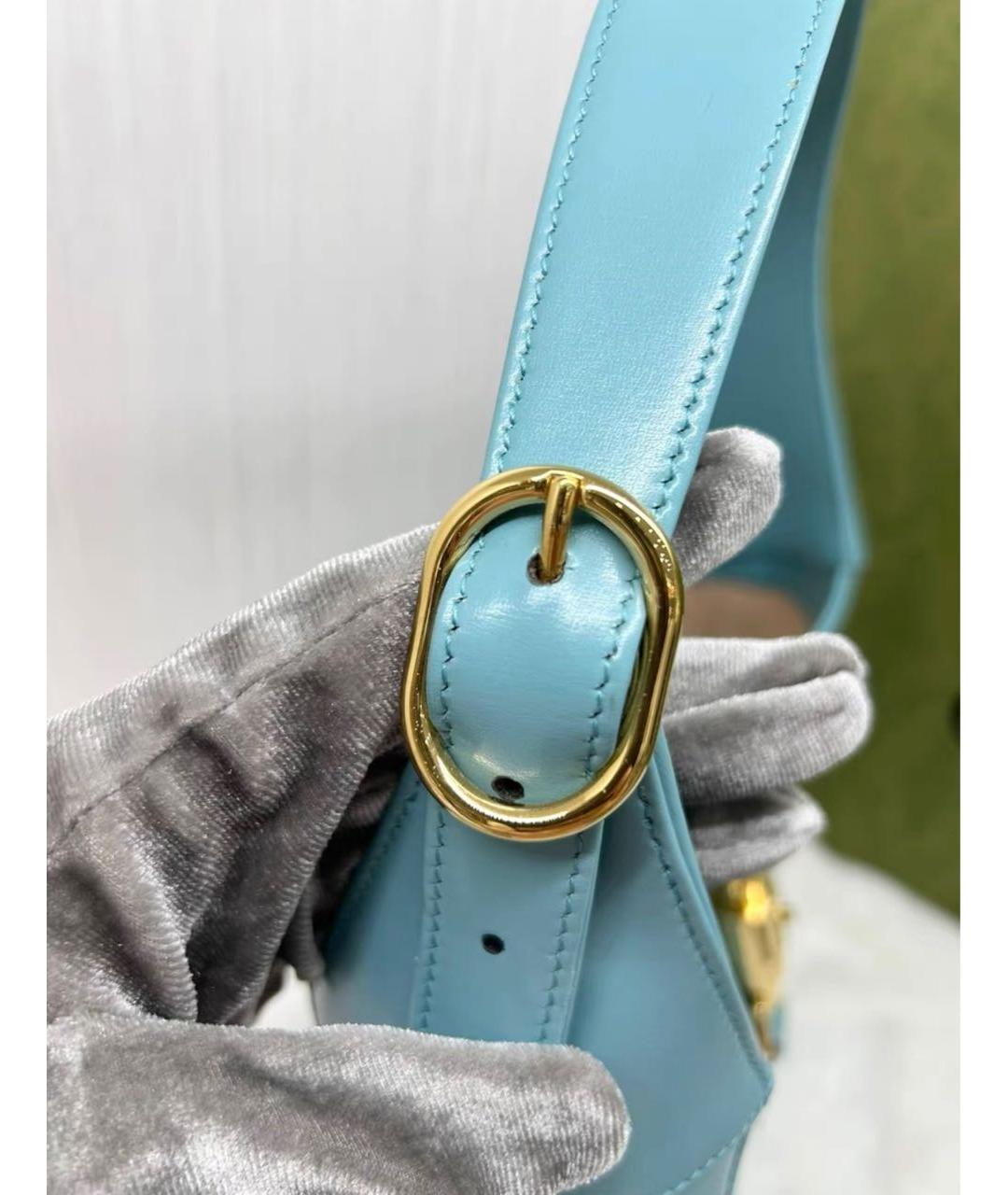 GUCCI Голубая кожаная сумка с короткими ручками, фото 8