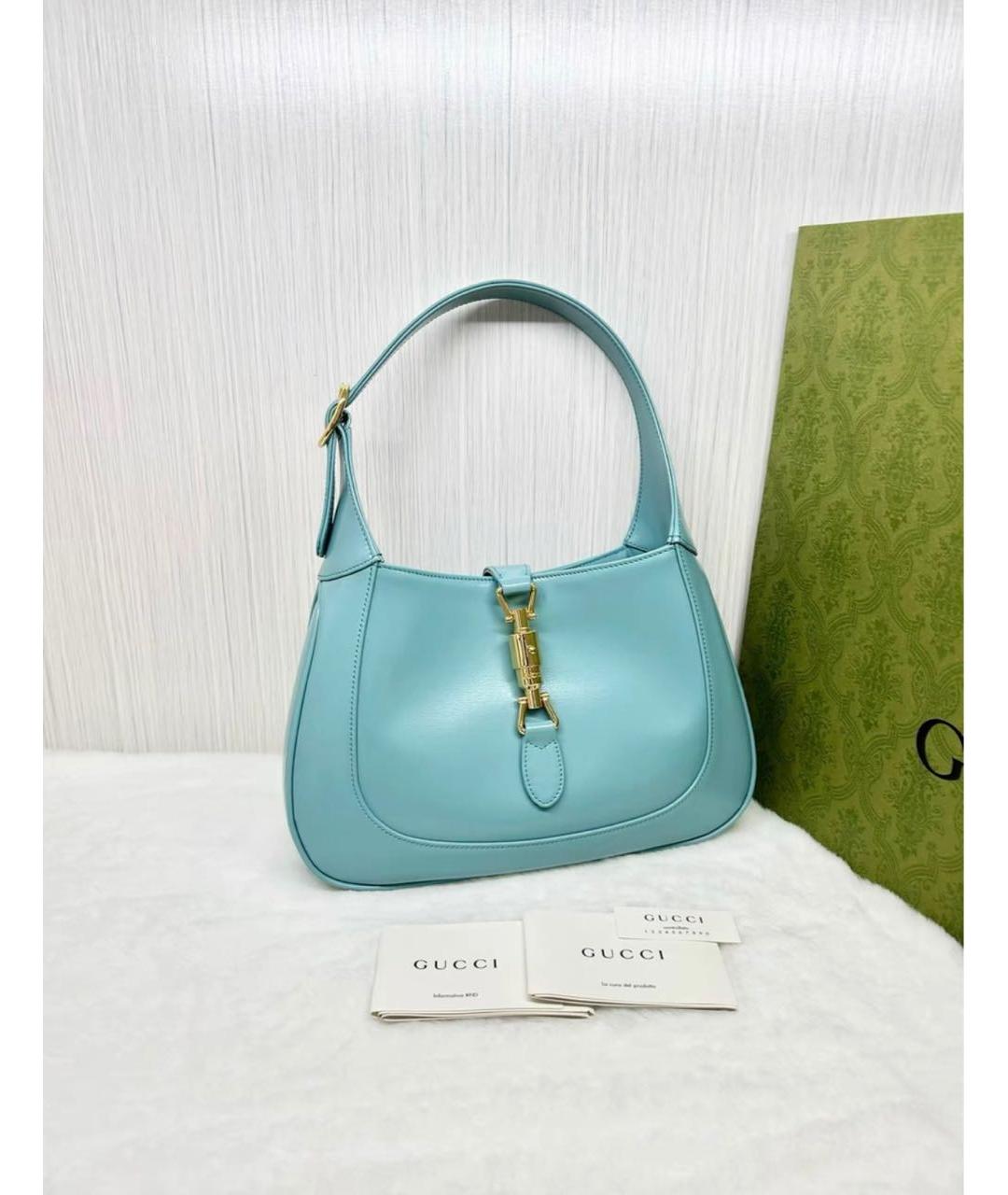 GUCCI Голубая кожаная сумка с короткими ручками, фото 2
