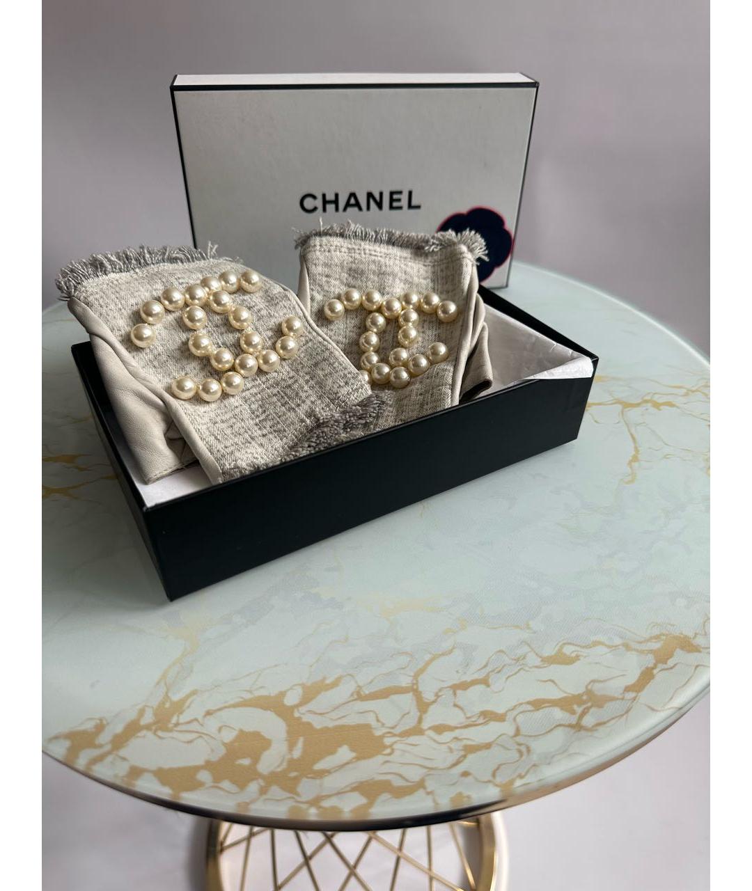 CHANEL PRE-OWNED Мульти кожаные митенки, фото 5