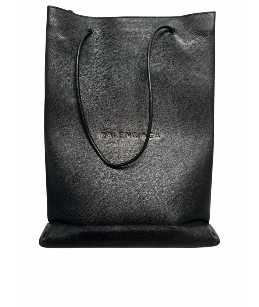 BALENCIAGA Черная кожаная сумка с короткими ручками, фото 1