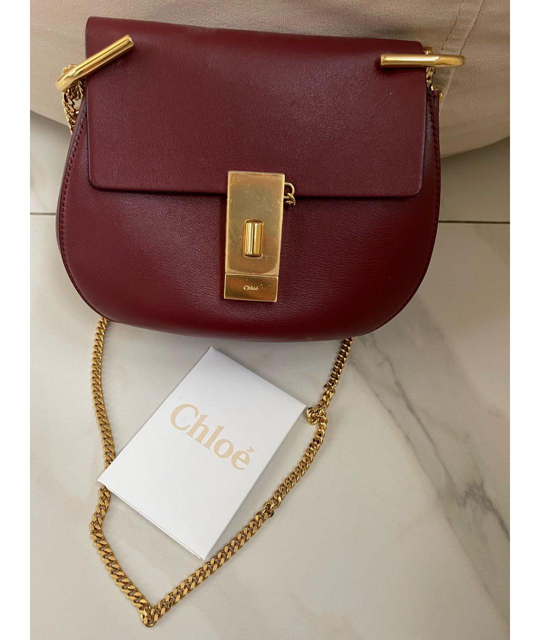 CHLOE Бордовая кожаная сумка через плечо, фото 2