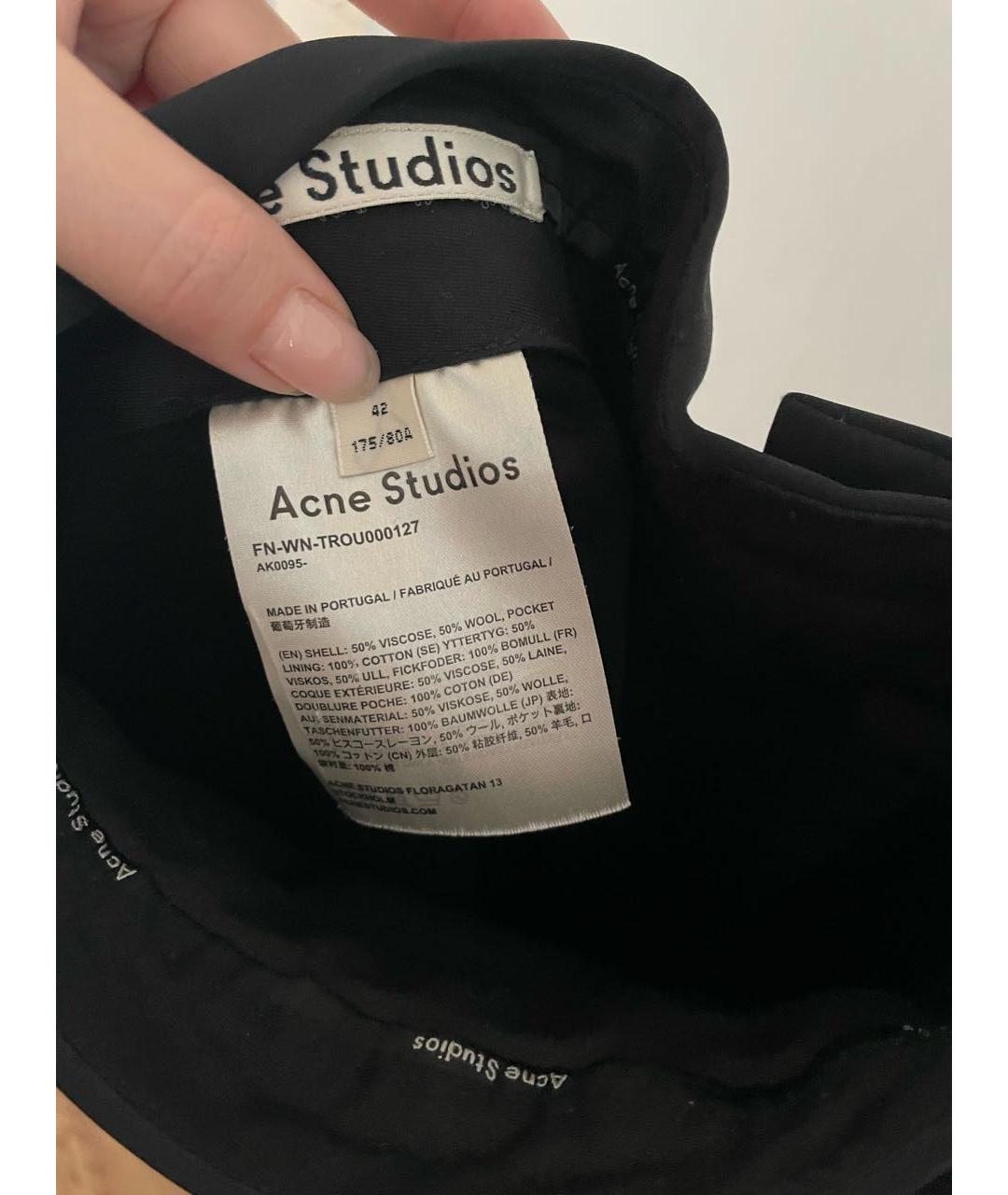 ACNE STUDIOS Черные вискозные прямые брюки, фото 5