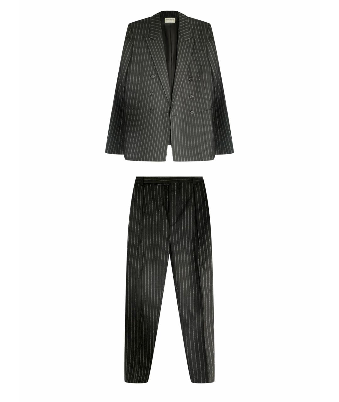 SAINT LAURENT Черный шерстяной костюм с брюками, фото 1