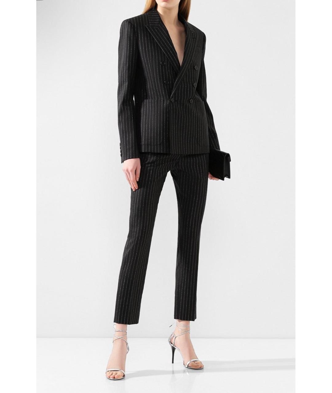 SAINT LAURENT Черный шерстяной костюм с брюками, фото 7