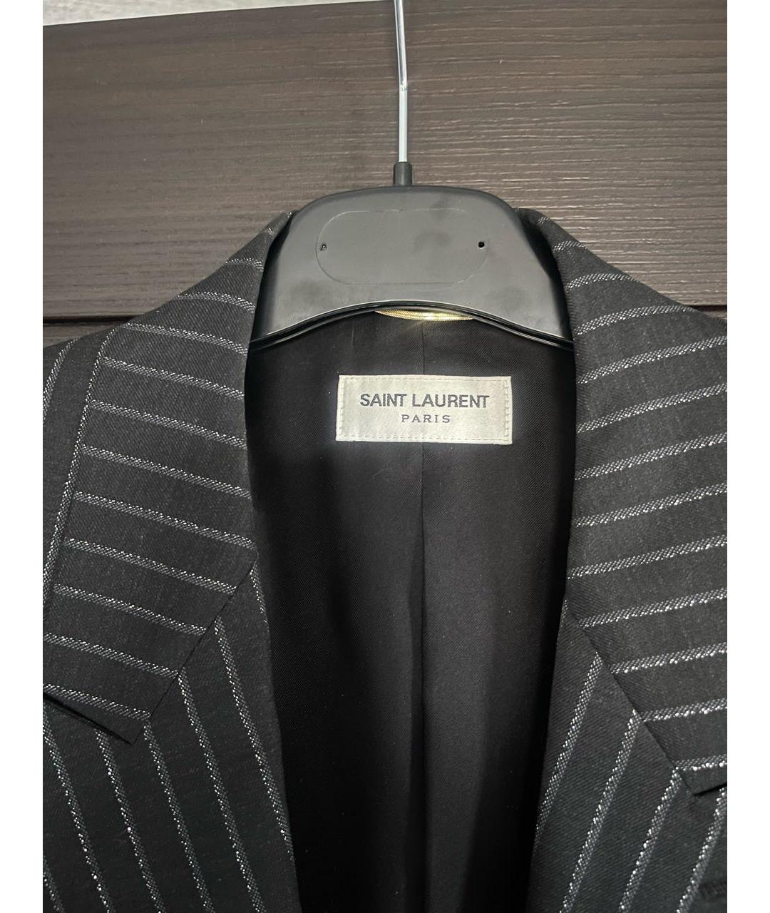 SAINT LAURENT Черный шерстяной костюм с брюками, фото 3