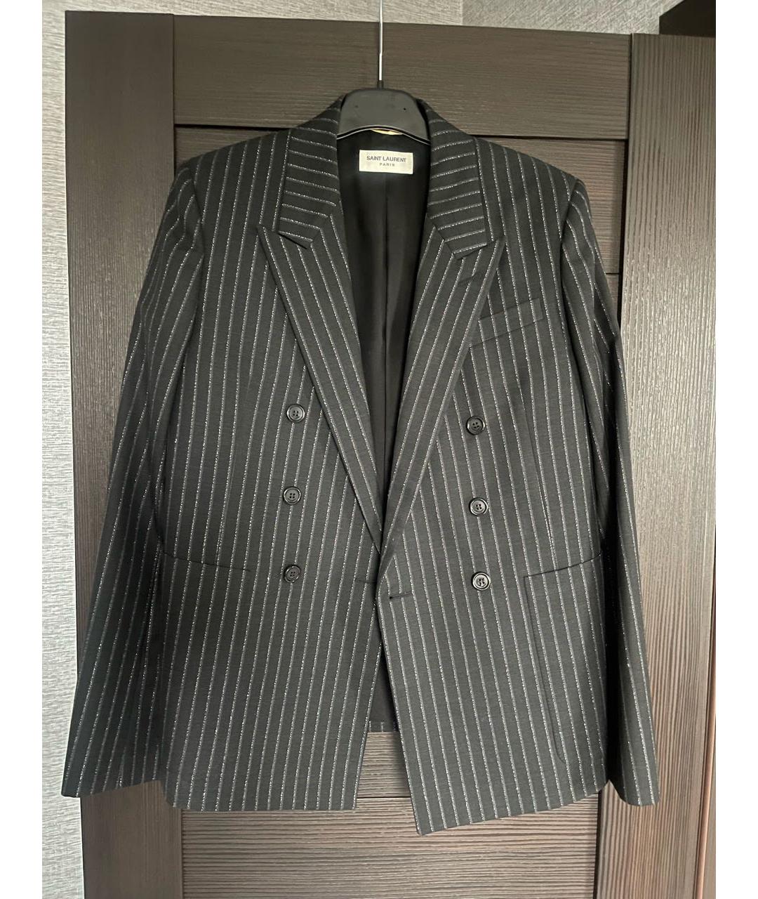SAINT LAURENT Черный шерстяной костюм с брюками, фото 9