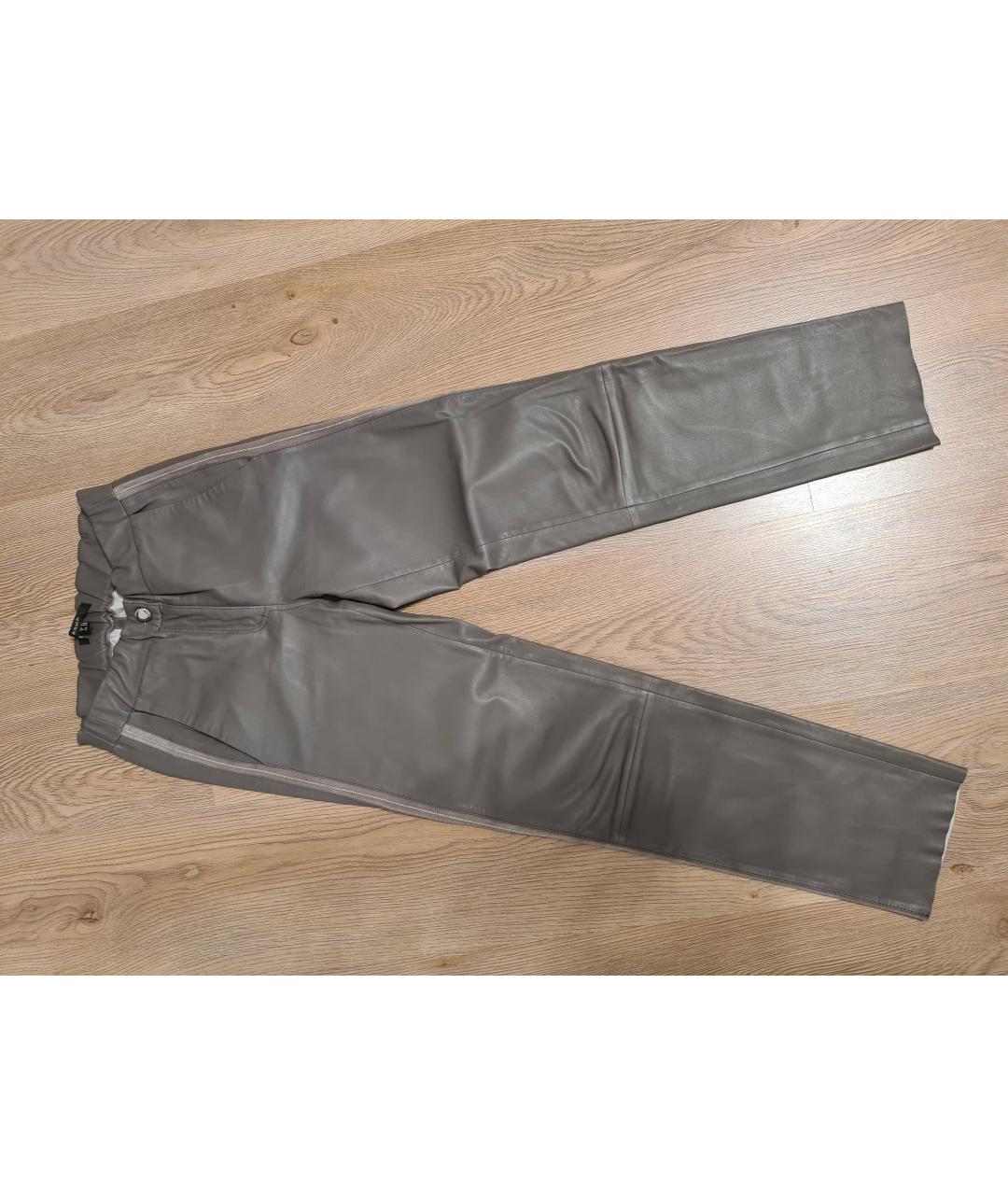 ARMA Серые кожаные прямые брюки, фото 9