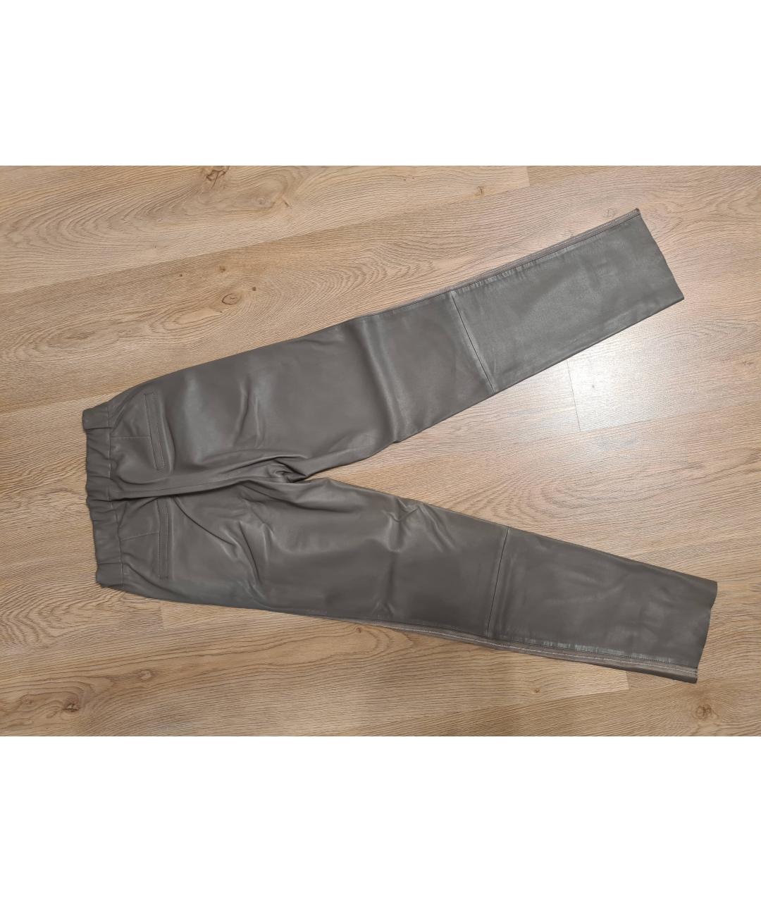 ARMA Серые кожаные прямые брюки, фото 2