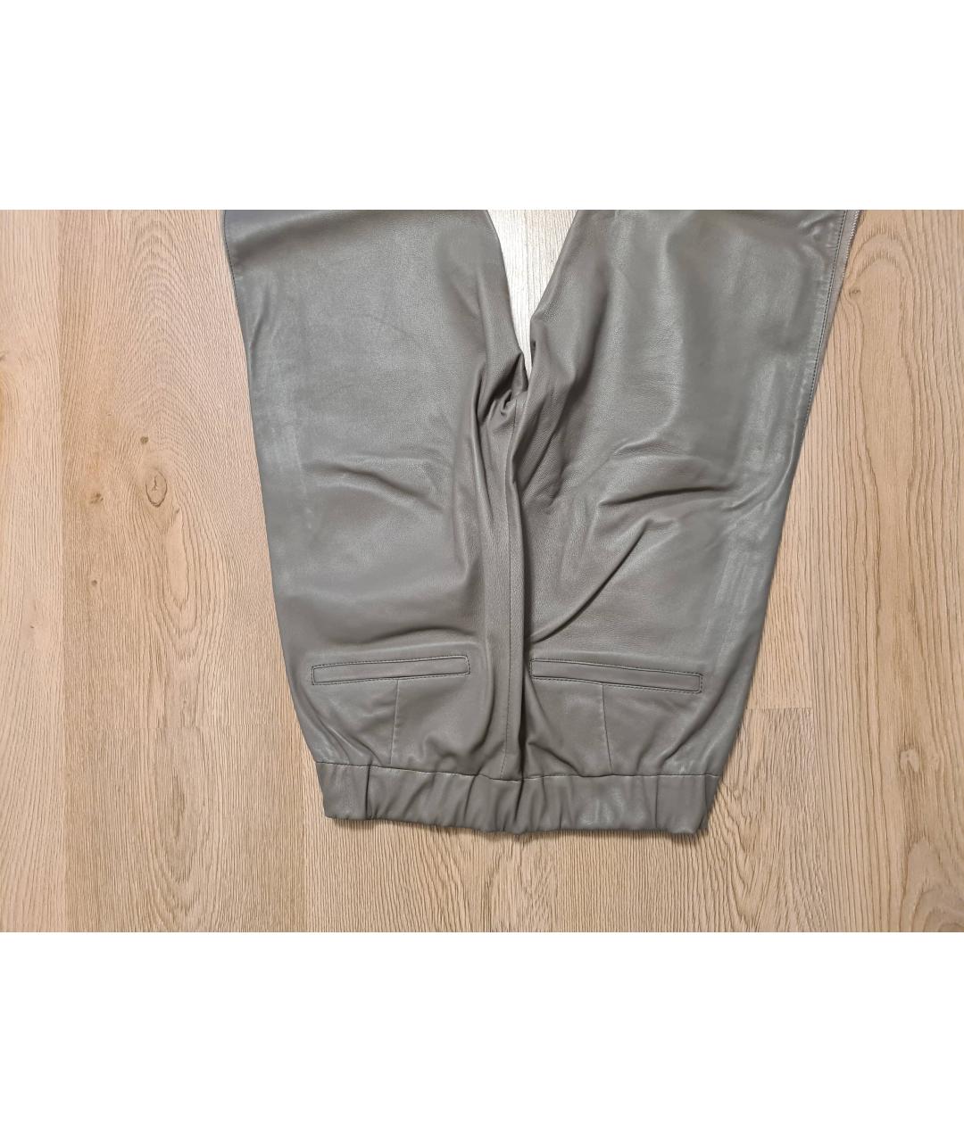 ARMA Серые кожаные прямые брюки, фото 5