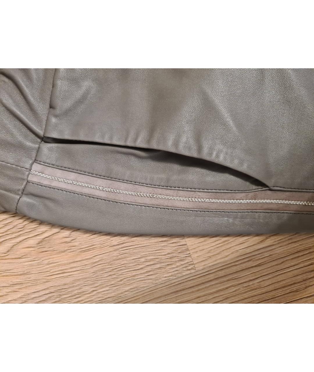 ARMA Серые кожаные прямые брюки, фото 7