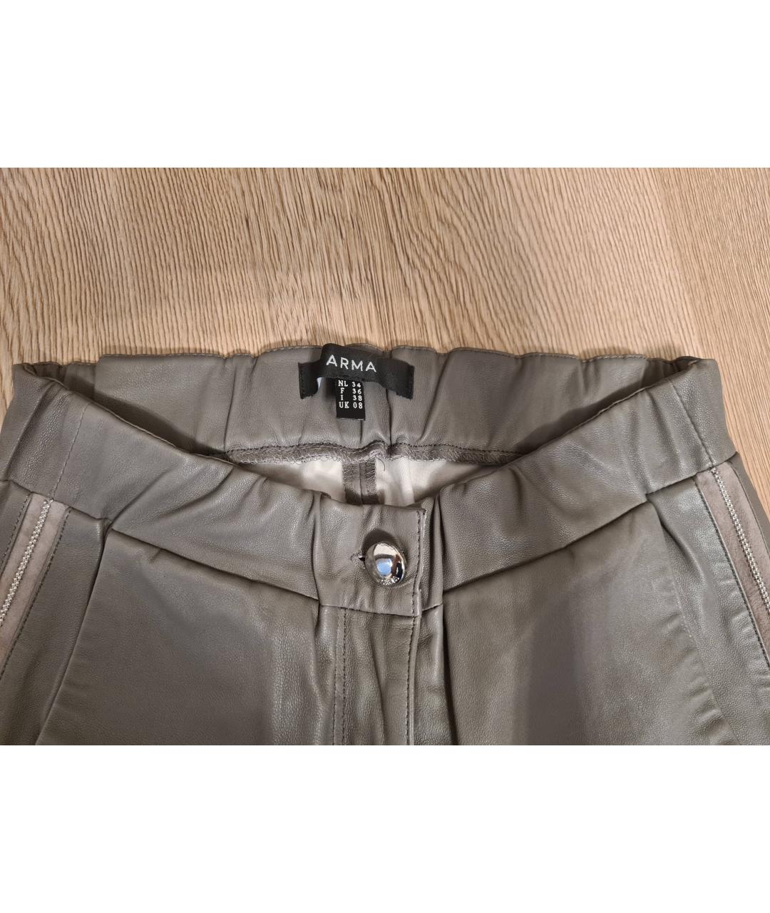ARMA Серые кожаные прямые брюки, фото 3