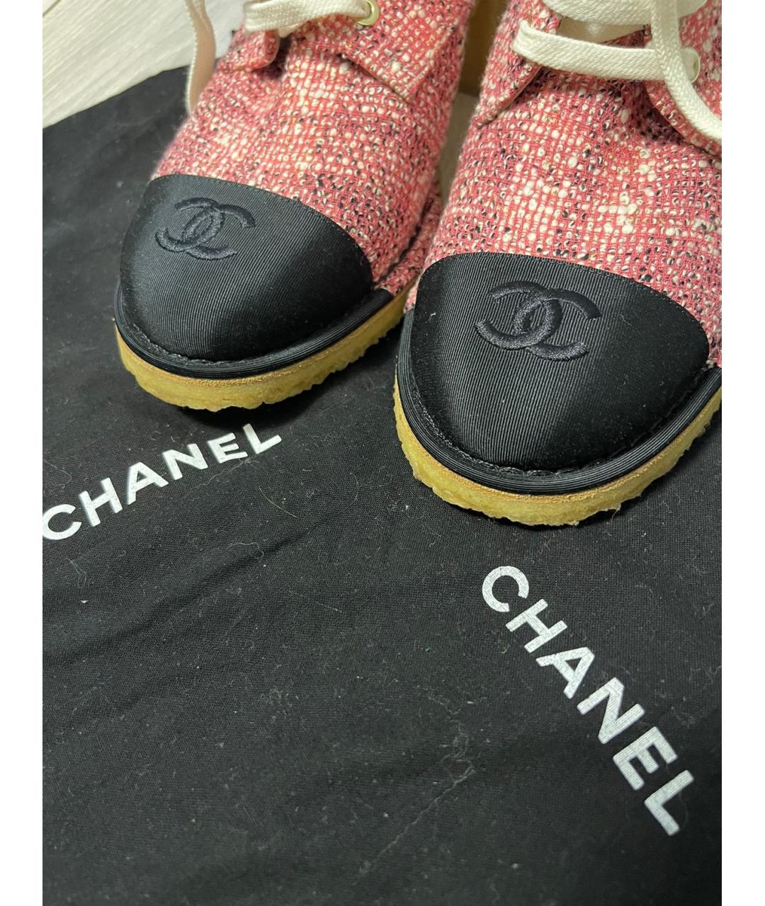 CHANEL PRE-OWNED Розовые текстильные ботильоны, фото 4