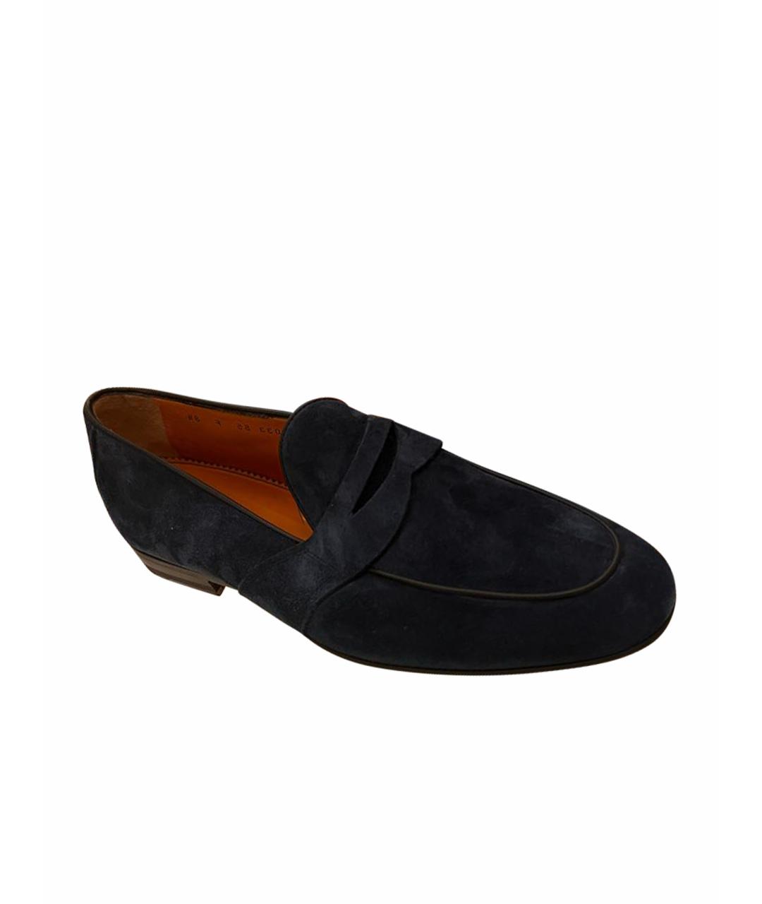 SANTONI Темно-синие замшевые низкие ботинки, фото 1