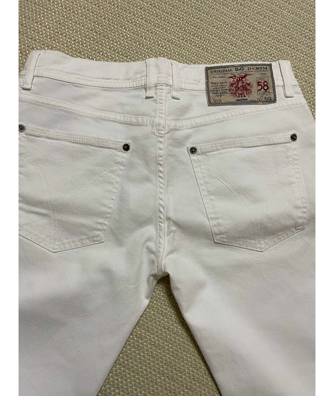 DOLCE & GABBANA VINTAGE Белые хлопковые джинсы скинни, фото 5