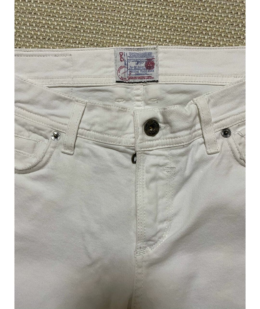 DOLCE & GABBANA VINTAGE Белые хлопковые джинсы скинни, фото 4
