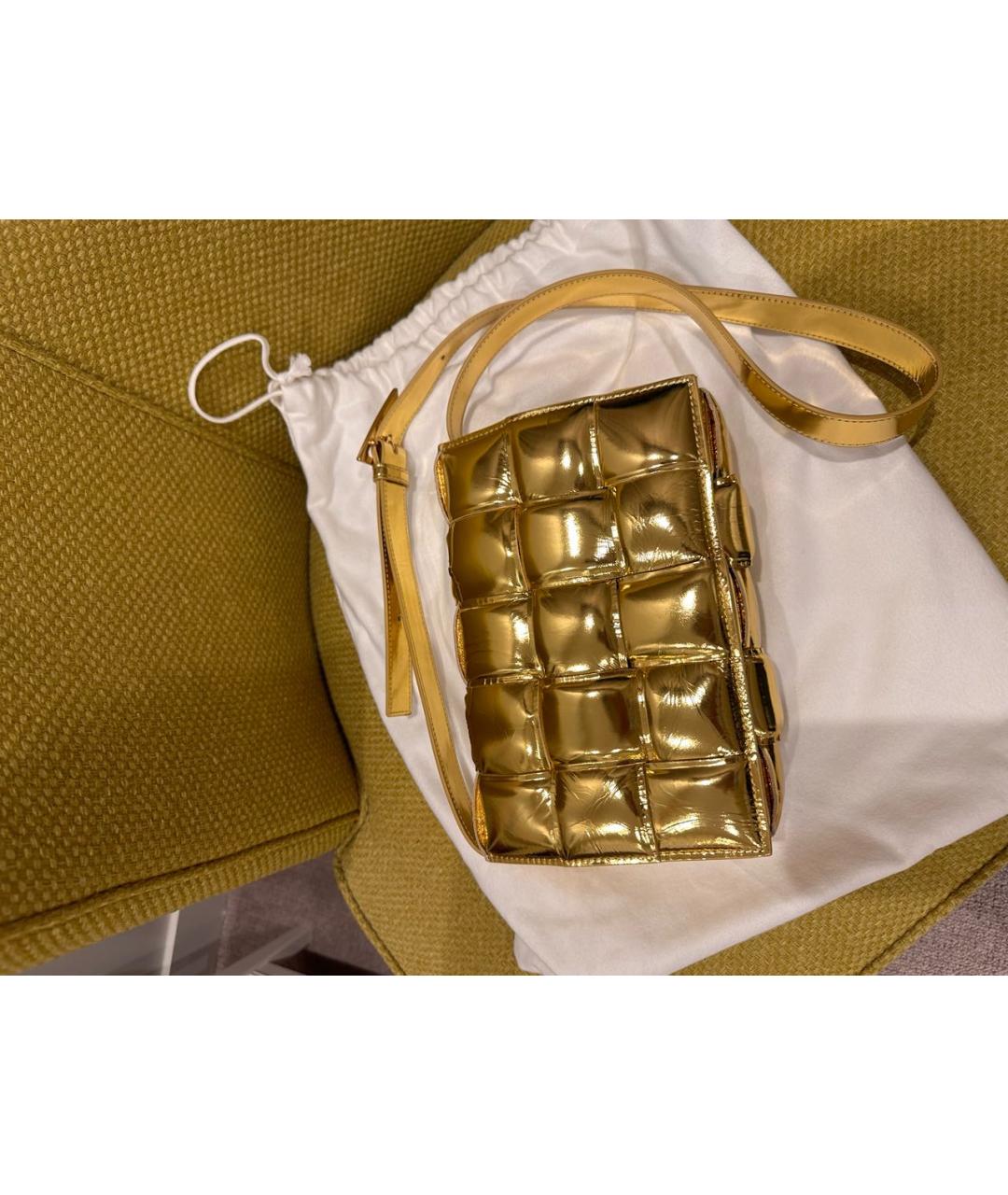 BOTTEGA VENETA Золотая кожаная сумка через плечо, фото 7