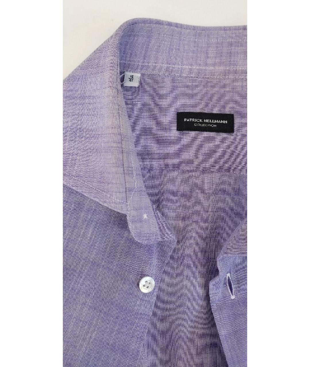 PATRICK HELLMANN Фиолетовая хлопковая классическая рубашка, фото 4