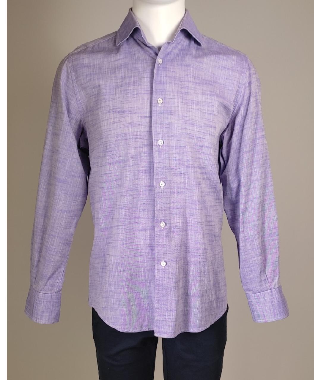 PATRICK HELLMANN Фиолетовая хлопковая классическая рубашка, фото 9
