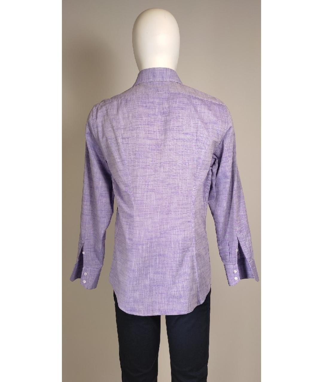 PATRICK HELLMANN Фиолетовая хлопковая классическая рубашка, фото 3