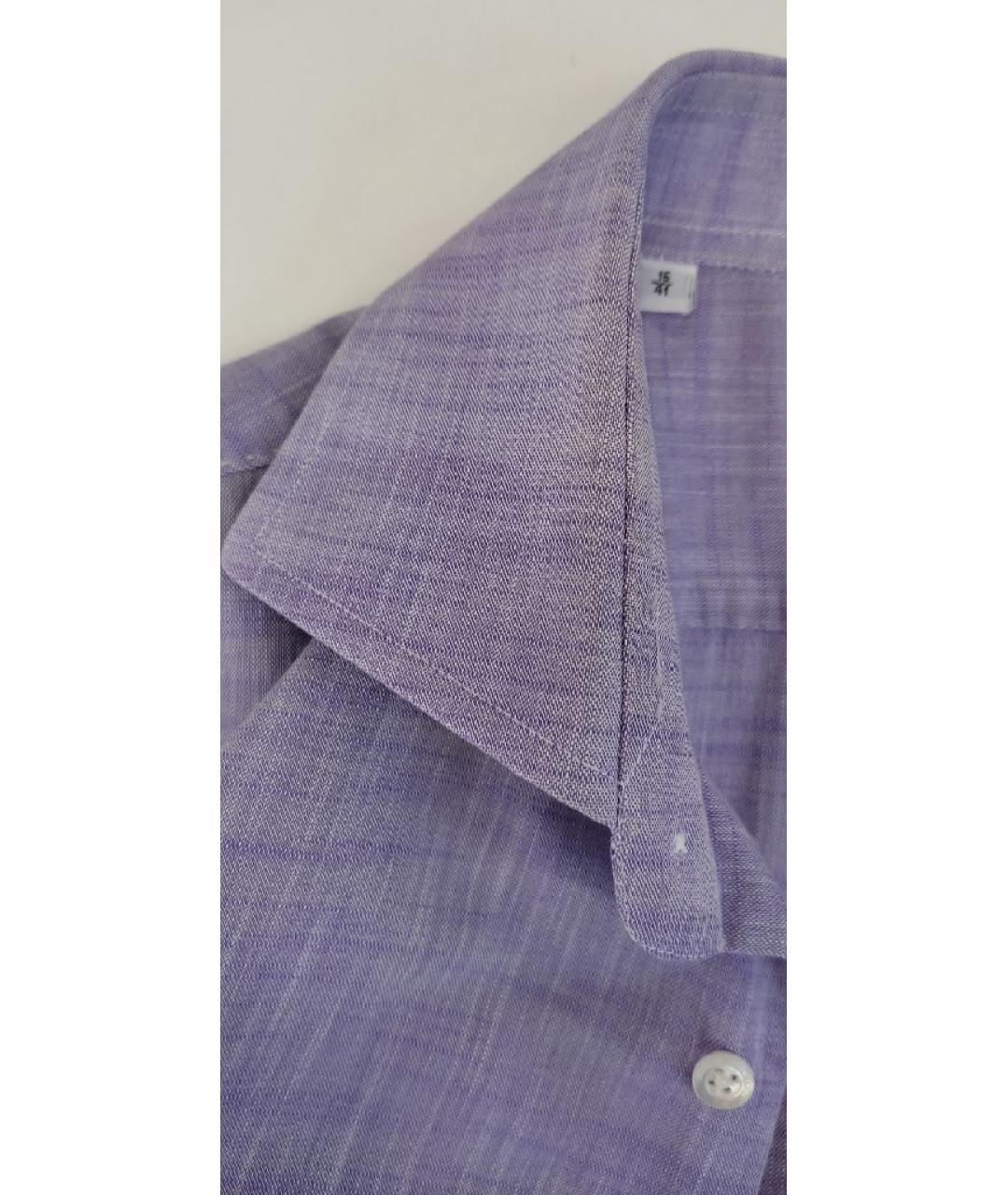 PATRICK HELLMANN Фиолетовая хлопковая классическая рубашка, фото 5