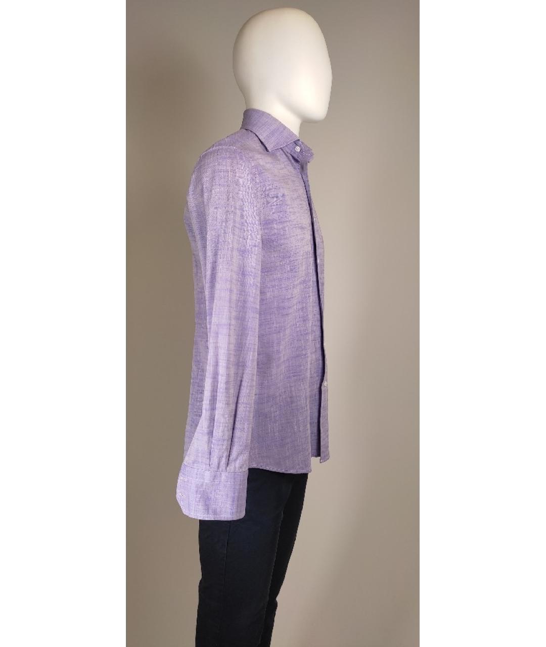 PATRICK HELLMANN Фиолетовая хлопковая классическая рубашка, фото 2