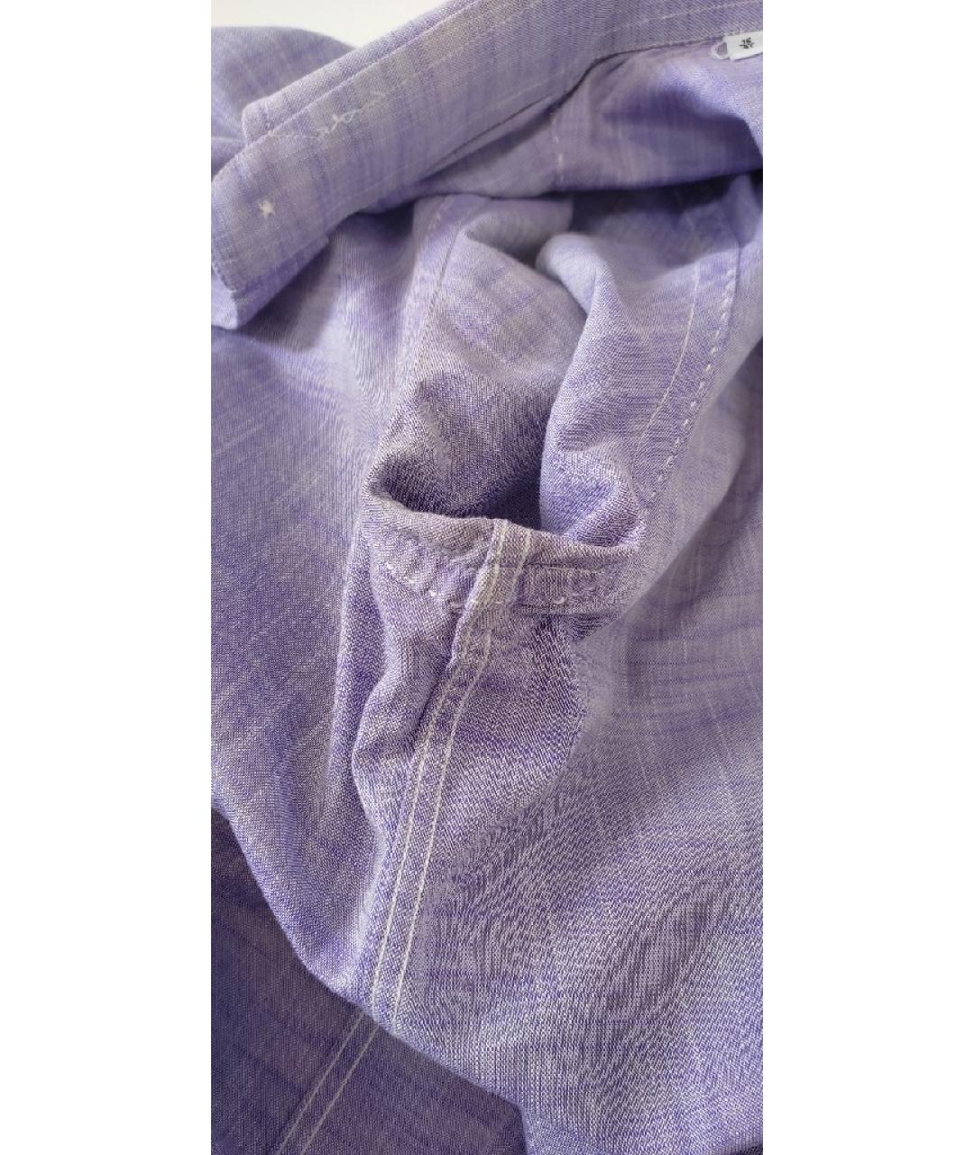 PATRICK HELLMANN Фиолетовая хлопковая классическая рубашка, фото 7