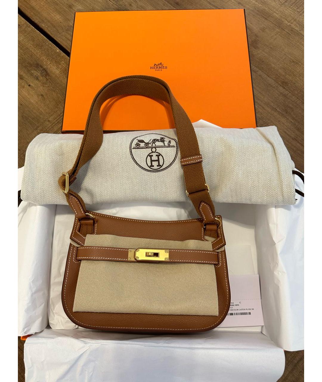 HERMES Коричневая кожаная сумка через плечо, фото 6