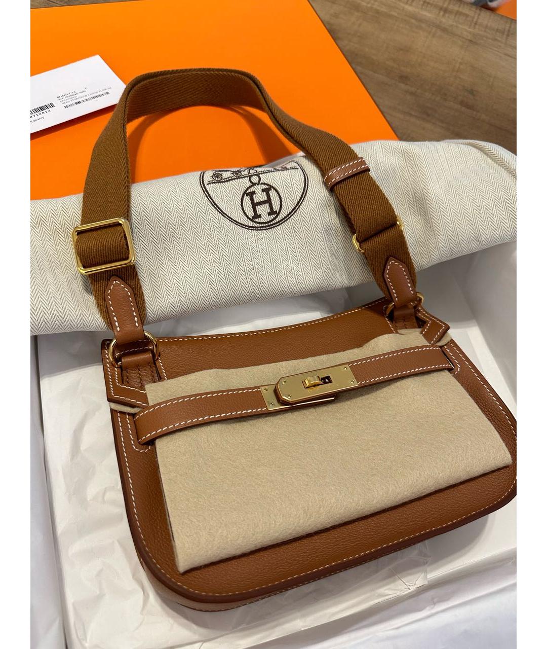 HERMES Коричневая кожаная сумка через плечо, фото 3