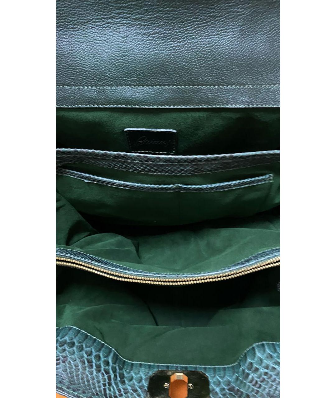 BRIONI Зеленая кожаная сумка тоут, фото 6