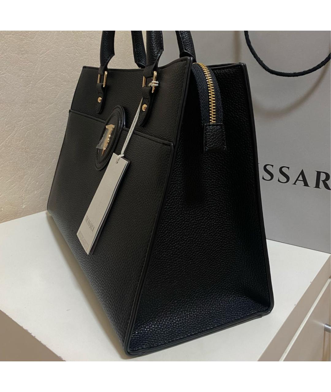 TRUSSARDI Черная синтетическая сумка тоут, фото 2