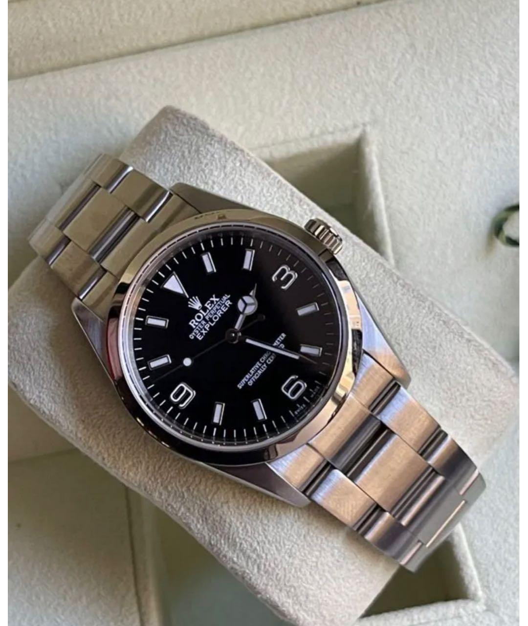 ROLEX Черные металлические часы, фото 4